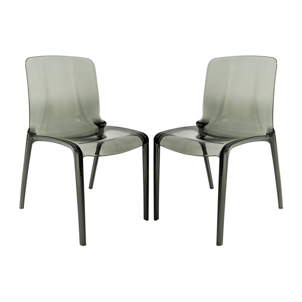 Murray Modern Transparent and Black Dining Chair Duo