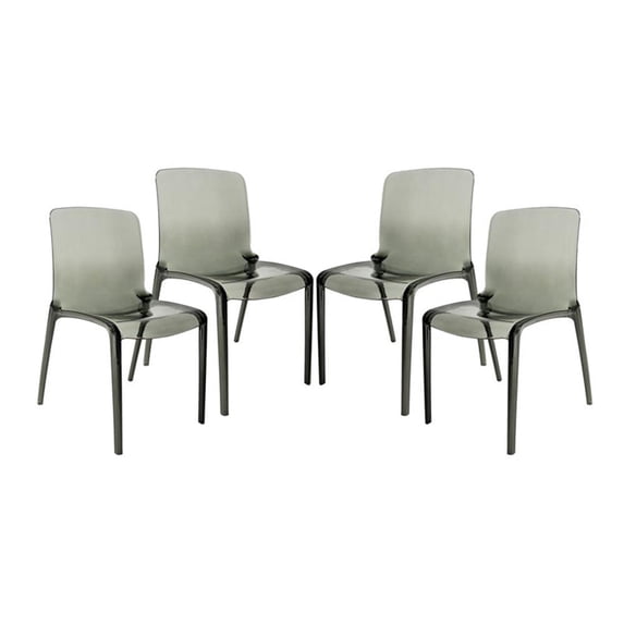 Allora Mid-Century Modern Dining Side Chair in Black (Set of 4)