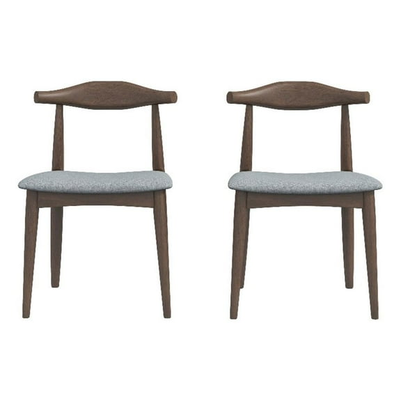 Allora Mid-Century Modern Fabric Dining Chair in Gray (Set of 2)