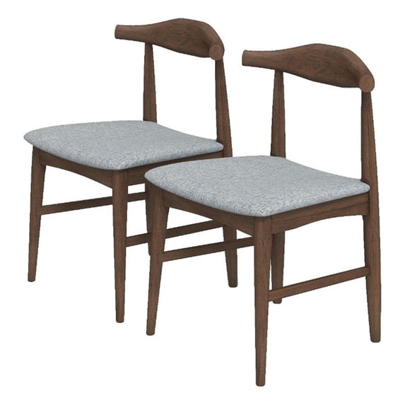 Allora Mid-Century Modern Fabric Dining Chair in Grey (Set of 2)