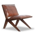 thumbnail image 1 of Allora Mid Century Modern Furniture Style Wide Top Leather Tan Comfy Armchair, 1 of 6