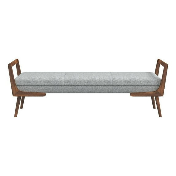 Allora Mid-Century Modern Rectangular Fabric Upholstered Bench in Gray