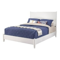 Allora Mid Century Modern Standard King Panel Bed in White