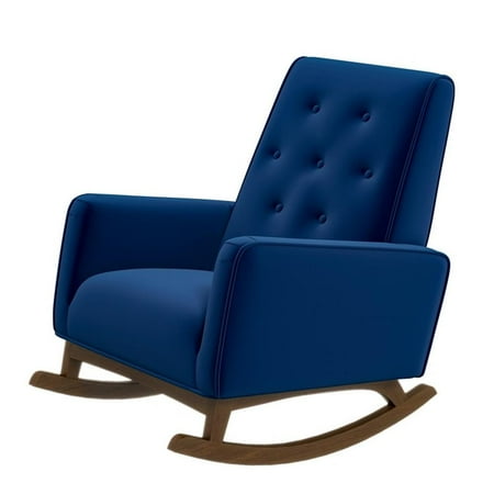 Allora Mid Century Modern Tight Back Velvet Rocking Chair in Blue