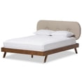 thumbnail image 1 of Allora Mid-Century Polyester Fabric Tufted Queen Platform Bed in Light Beige, 1 of 7