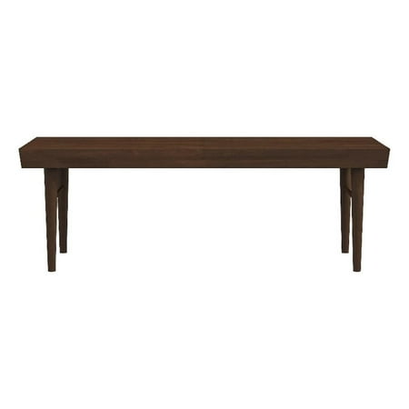 Allora Mid-Century Solid Teak Wood Rectangular Bench in Walnut