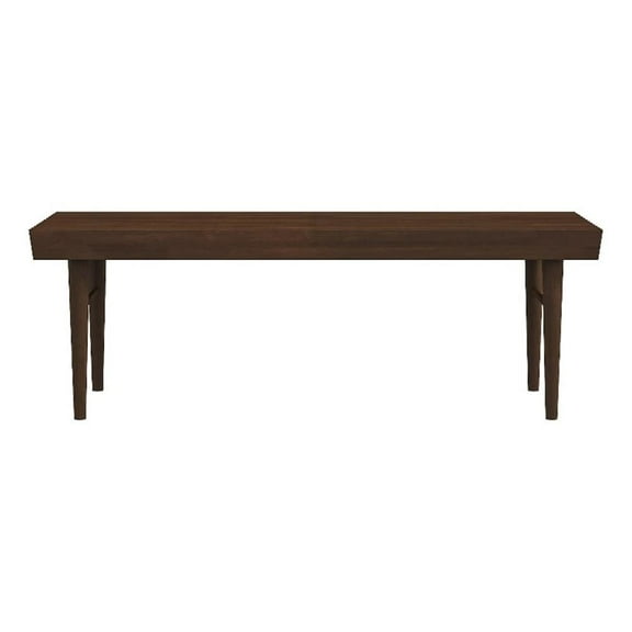 Allora Mid-Century Solid Teak Wood Rectangular Bench in Walnut