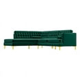 thumbnail image 1 of Allora Mid-Century Tufted Cushion Back Velvet left-facing Sectional in Green, 1 of 5