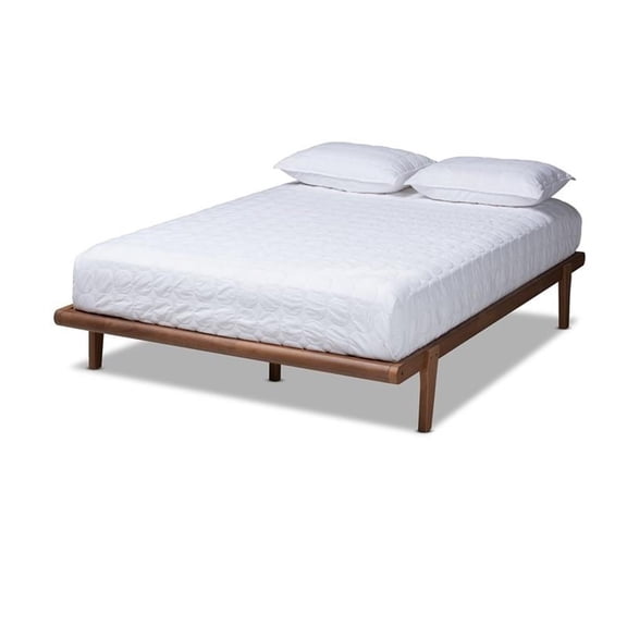 Allora Mid-Century Wood Full Platform Bed in Walnut Brown