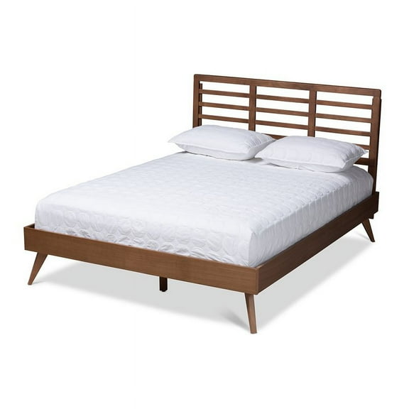 Allora Mid-Century Wood King Platform Bed in Walnut Brown