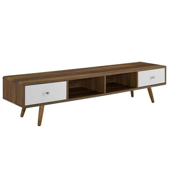 Allora Mid-Century Wood TV Stand for TVs up to 70" in Walnut/White