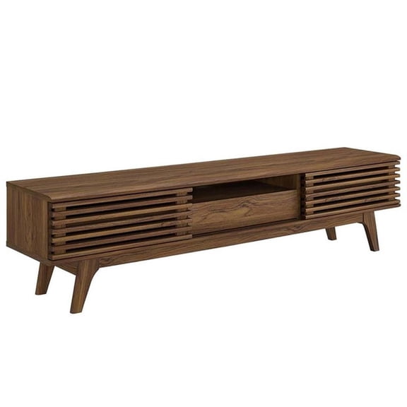 Allora Particleboard Walnut TV Stand Rectangular 70" Unassembled