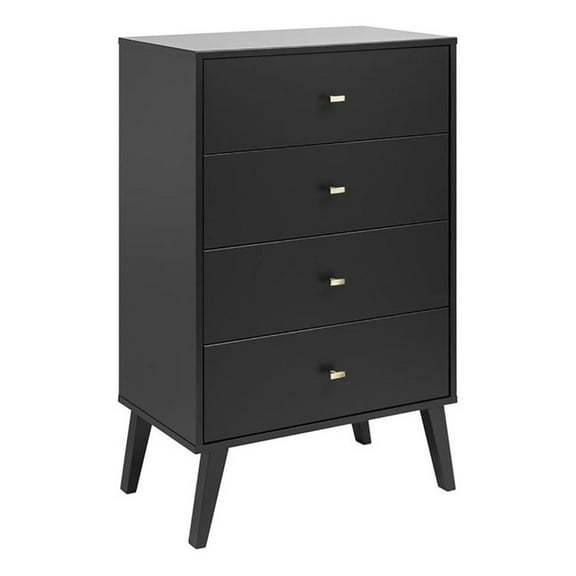 Allora Modern 4-Drawer Laminated Composite Wood Chest in Black