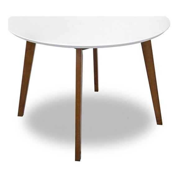 Allora Modern 43" Solid Wood Round Dining Table in Walnut/White