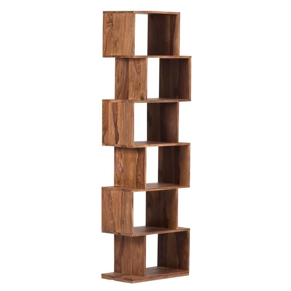 Sheesham Wood 6-Box Stacked Bookcase in Natural Brown
