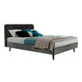 thumbnail image 1 of Allora Modern Wood Queen Platform Bed with Upholstered Headboard in Gray, 1 of 9