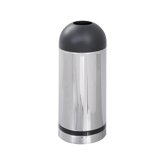 Allora Open Top Dome Receptacle in Chrome and Black