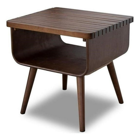 Allora Solid Wood Rectangular End Table in Dark Walnut Brown