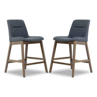 Allora Square Fabric Upholstered Counter Stool in Dark Gray (Set of 2)