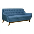 thumbnail image 1 of Allora Tufted Back Modern Fabric & Rubberwood Sofa in Blue/Champagne, 1 of 4