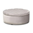 thumbnail image 1 of Allora Tufted Velvet Coffee Table Ottoman in Light Gray, 1 of 6