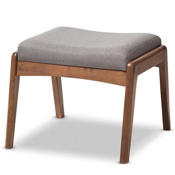 Allora Upholstered Ottoman in Gray and Walnut