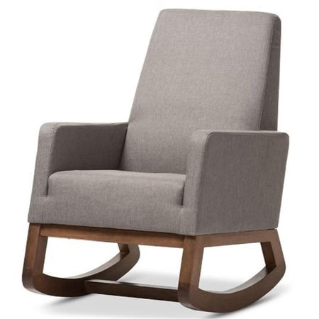 Allora Upholstered Rocker in Gray and Walnut