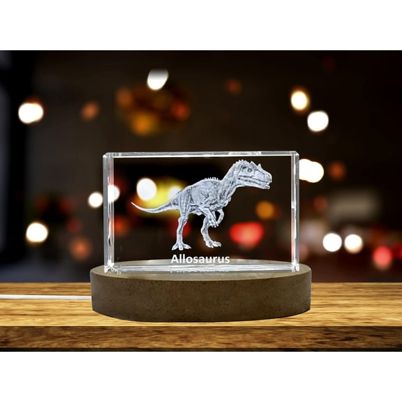 Allosaurus Dinosaur 3D Engraved Crystal 3D Engraved Crystal Keepsake/Gift/Decor/Collectible/Souvenir