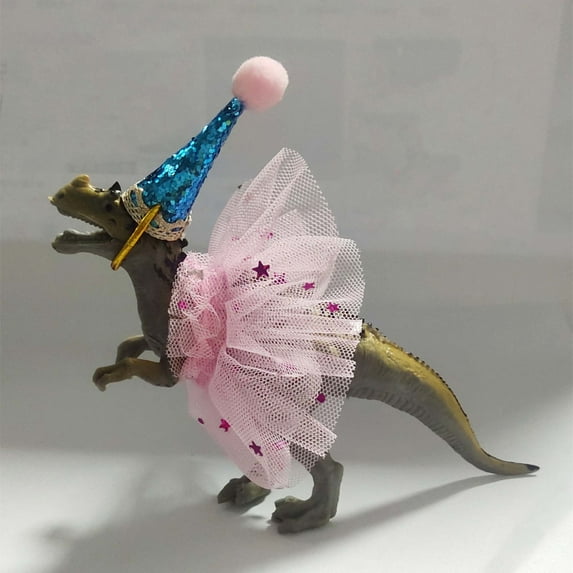 Allosaurus Dinosaur Cake Toppers With Tutu And Dress, Allosaurus Dinosaur Cake Topper With Tutu Party Hat For Girls Jungle Dinosaur Birthday Party Decorations