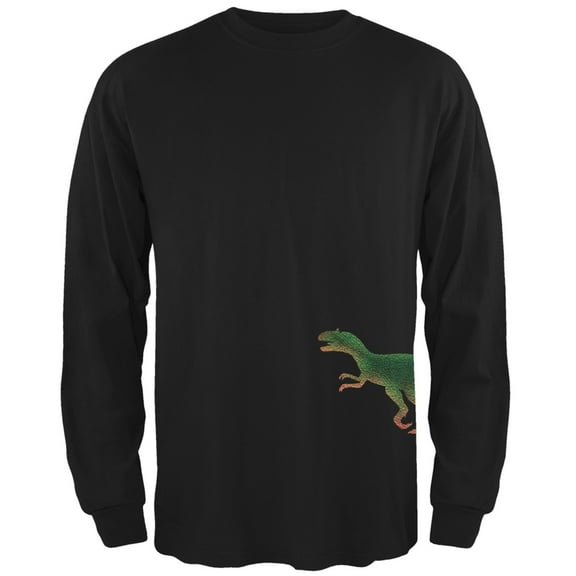 Allosaurus Dinosaur Distressed Black Adult Long Sleeve T-Shirt - X-Large