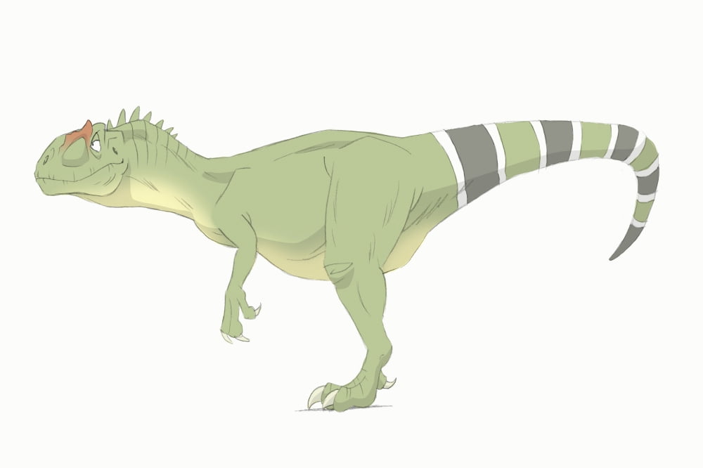 Allosaurus pencil drawing with digital color Canvas Art - Alice TurnerStocktrek Images (17 x 12)