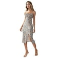 thumbnail image 1 of Allover Flower Print Bodycon Midi Dress with Slit, 1 of 6