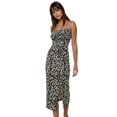 thumbnail image 1 of Allover Flower Print Bodycon Midi Dress with Slit, 1 of 5