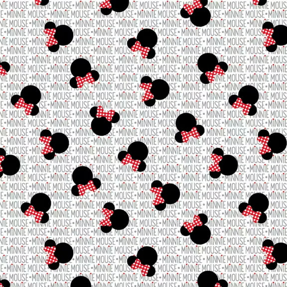 Allover Minnie Mouse White Cotton Fabric