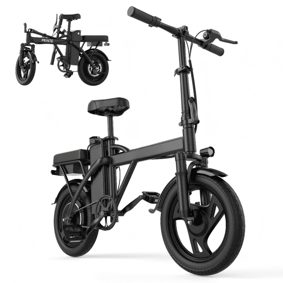 Alloweek W14 Adult Electric Commuter Bike, 500W Motor 48V 5.2Ah Battery, 30-Mile Pedal Assist, 20 mph, 14" Folding Handlebar, Carbon Steel Frame, Disc Brake
