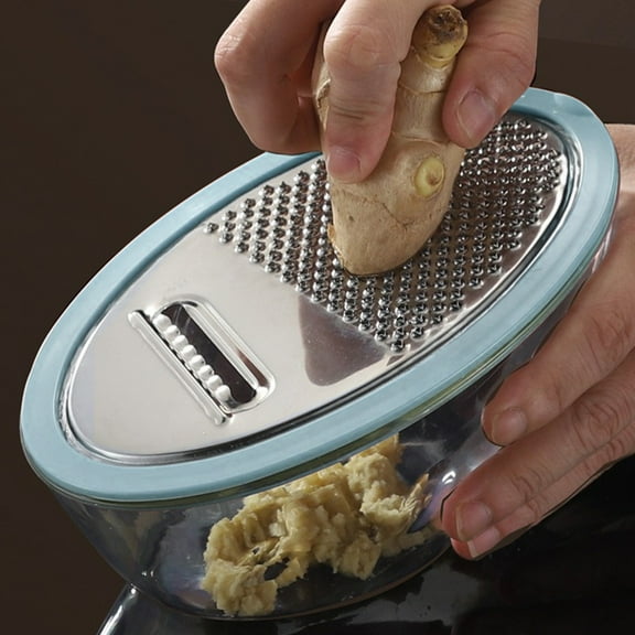 Allowith Cheese Grater with Container and Lid,Glass Food Storage Box with Silicone Sleeves,Hand Chopper Graters,for Ginger, Vegetables, Butter, Chocolate & Nutmeg,for Microwave, Dishwasher