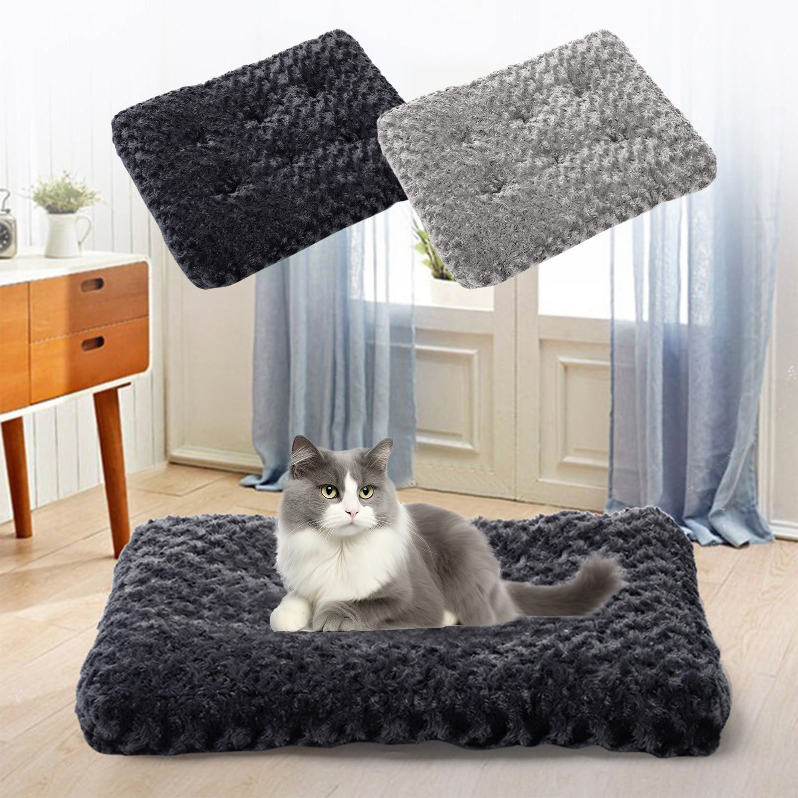Picture of Allowith Pet Bed,Washable Dog Bed Deluxe Plush Dog Crate Beds Comfy ...