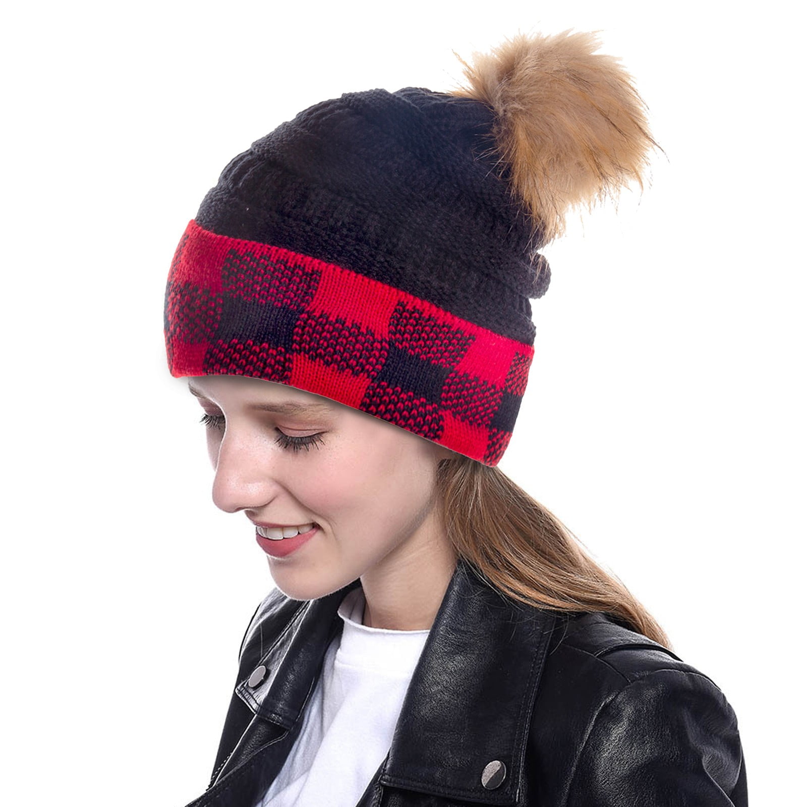 Buy Game Day Knit Beanie // Buffalo Plaid Hat // Warm Winter Hat