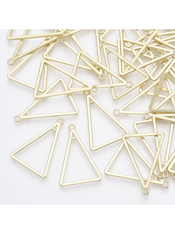 Alloy 2-Loop Link Pendants Triangle Light golden 31x21x1.5mm Hole: 1.8mm & 0.9mm