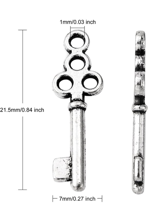 Alloy 50 Pcs Skeleton Key Charms Pendant Tibetan Style Alloy Pendants Jewelry Making Charms Metal Charms Pendant Pendant Ornament for Women DIY Necklace Bracelet Earring Jewelry Craft Making