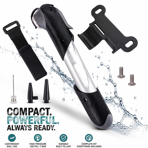 Alloy 7" Mini Bike Pump Presta Schrader Dunlop Compatible with Mounting Kit