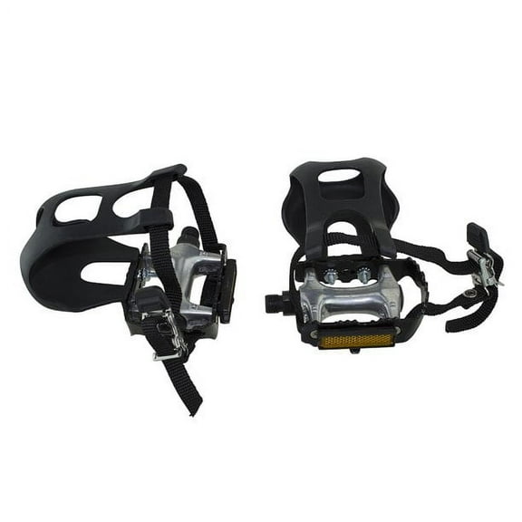 Alloy 9/16" Pedals W/Toe Clips Black