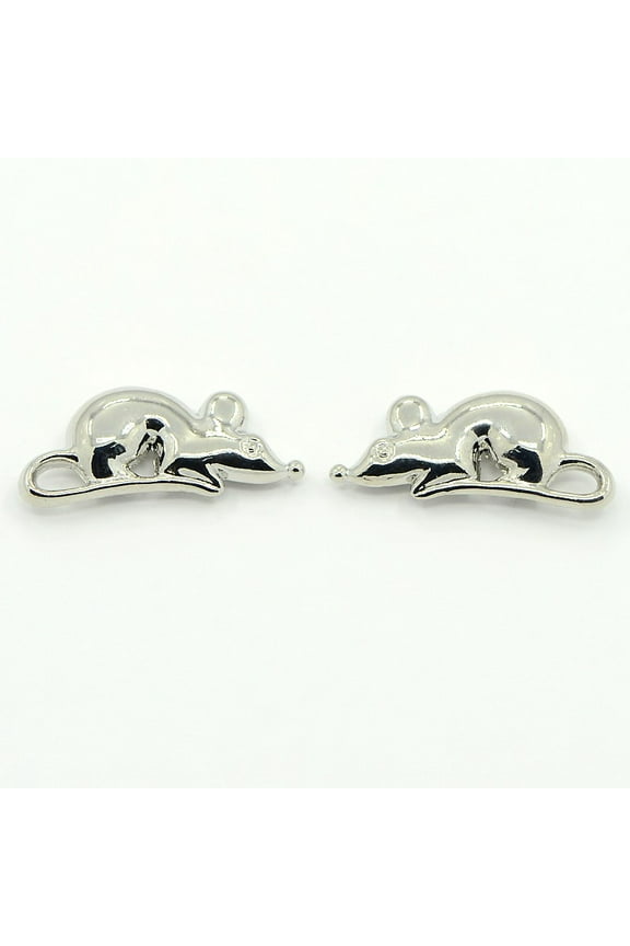 Alloy Animal Mouse Rat Charms Pendants Nickel Free Platinum 18x8x3mm Hole: 3x1mm DIY