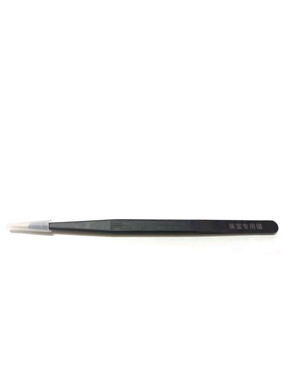 Alloy Anti-Slip Watch Repair Tweezers with Protective Cap - 6.5 Inch Long Nose Picking Tool for Jewelry and Small Parts black