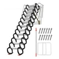 thumbnail image 1 of Alloy Attic Ladder, 12 Steps Attic Staircase with Wall-Mounted Handrail, Maximum Load Capacity 1200 lbs Attic Ladder Pull Down System, Suitable for Attics, Garages, Roofs, Basements​, 1 of 11