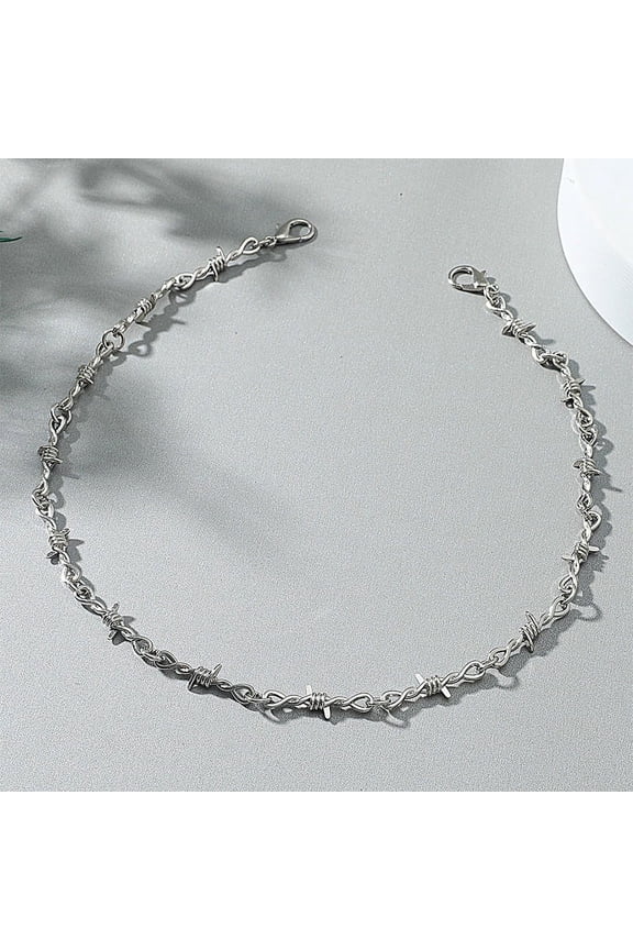 Alloy Barbed Wire Link Chain Necklaces Platinum 21.65 inch(55cm)