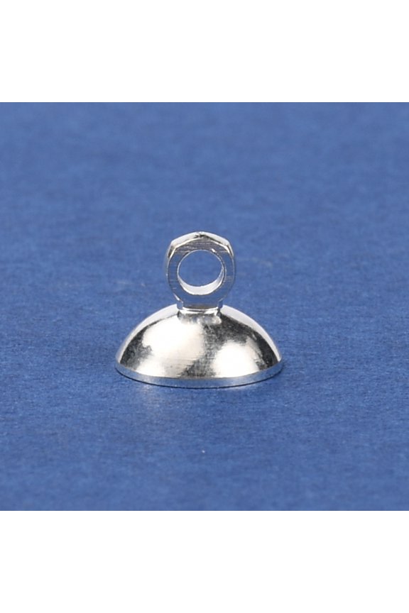 Alloy Bead Cap Pendant Bails for Globe Glass Cover Pendant Making Half Round Silver 5x6~7mm Hole: 2mm