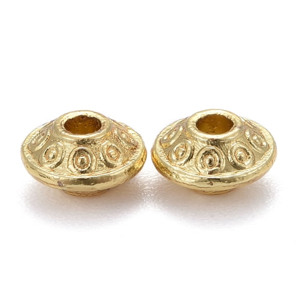 Alloy Beads Long-Lasting Plated Bicone Real 18K Gold Plated 6.5x3.5mm Hole: 1.5mm