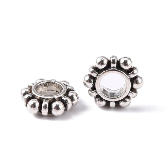 Alloy Beads Spacers Cadmium Free & Nickel Free & Lead Free Flower Silver 11x4mm Hole: 5mm