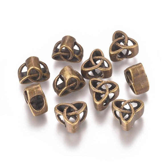 Alloy Beads Trinity Knot/Triquetra Irish Bronze 11x12x7mm Hole: 5x6mm
